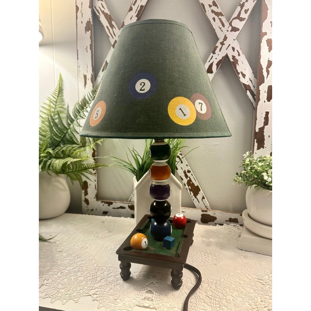 Collections Etc Pool Table Desk Lamp With Shade Working 15in Tall 2005 - Picture 4 of 12